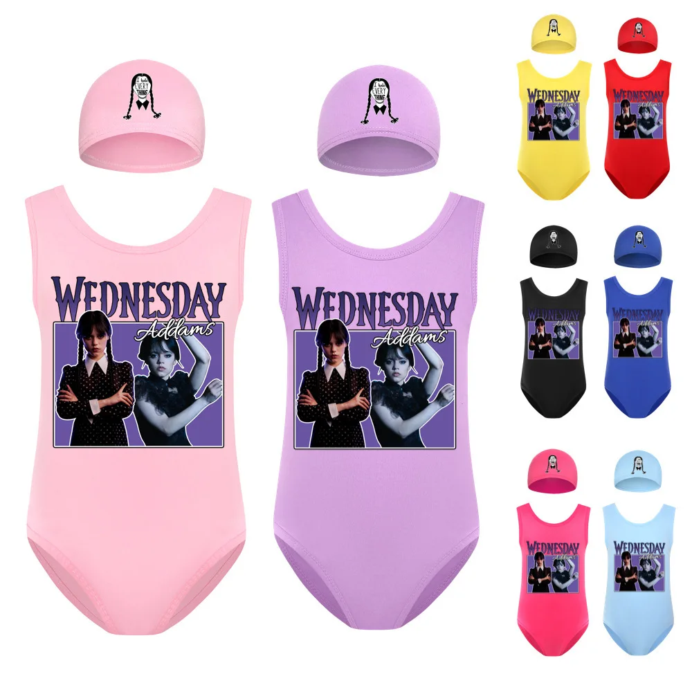Wednesday Addams Girl Swimsuit 310Years Game Children's Swimwear 2023