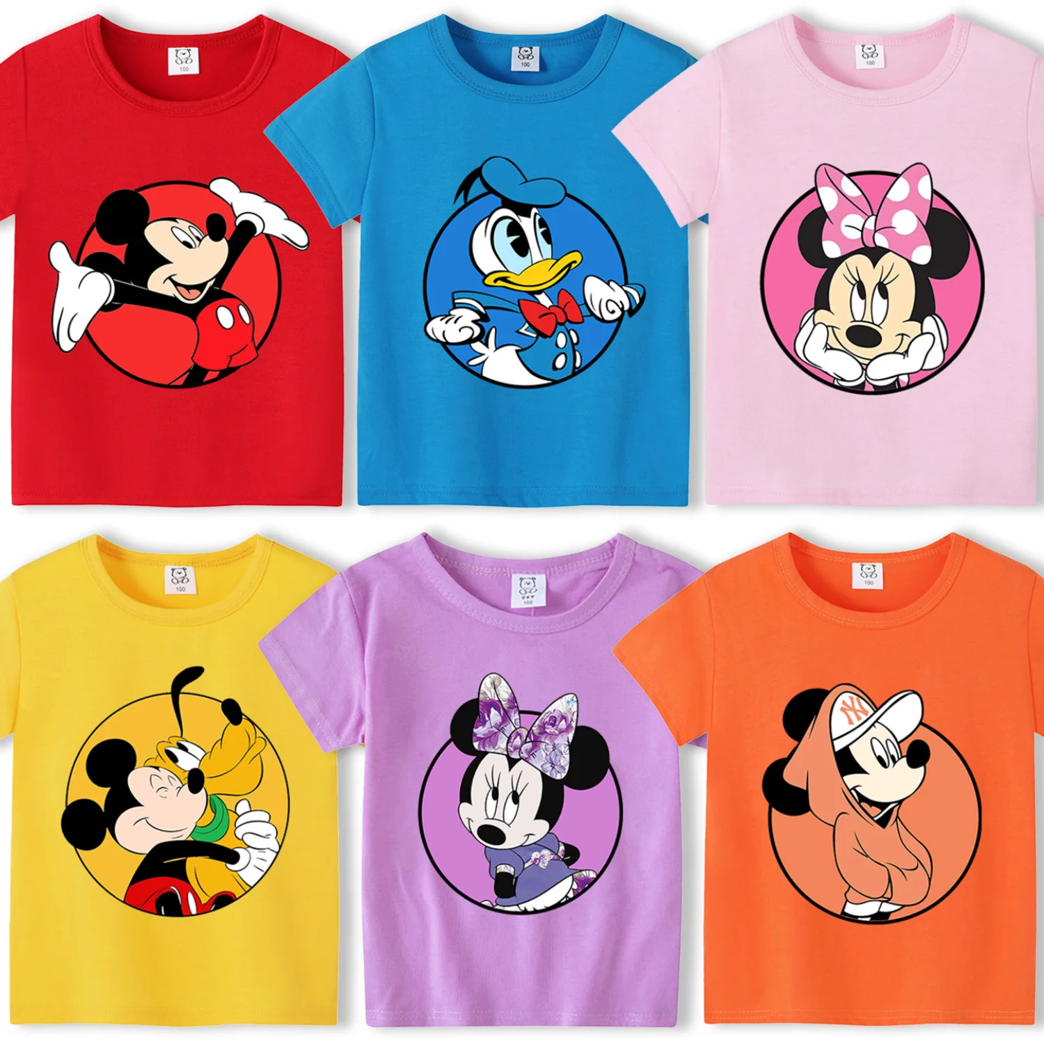T-shirts Enfants Disney Personnages Mickey Minnie Donald
