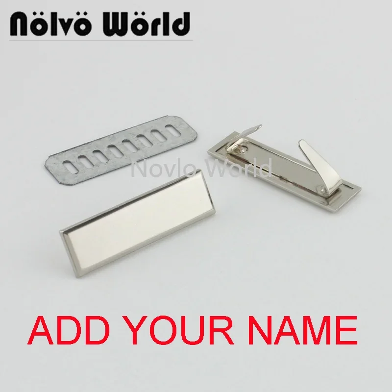 

5-20-100PCS Engrave YOUR NAME 45*13MM Metal Label Long Rectangle Purses Label Tags Metal Logo For DIY Handbag Bags Metal Labels