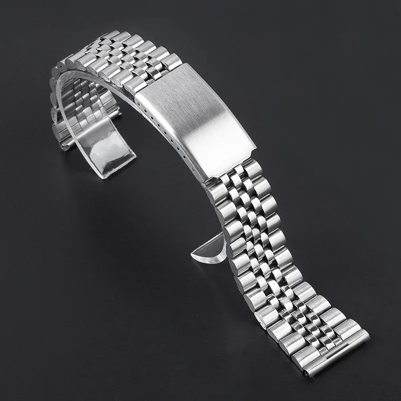 Sleek Stainless Steel Watch Band with Folding Buckle – Universal Fit Bracelet