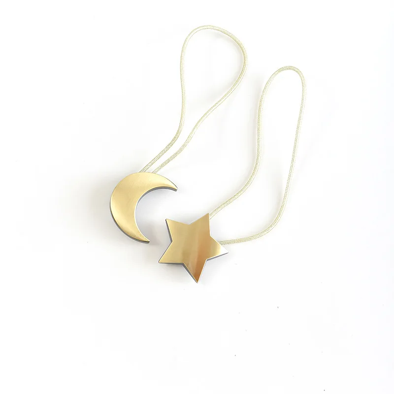 Metal Star And Moon Combination Curtain Magnetic Buckle Strap No Punching Free Installation Moon Shape Curtain Buckle 6