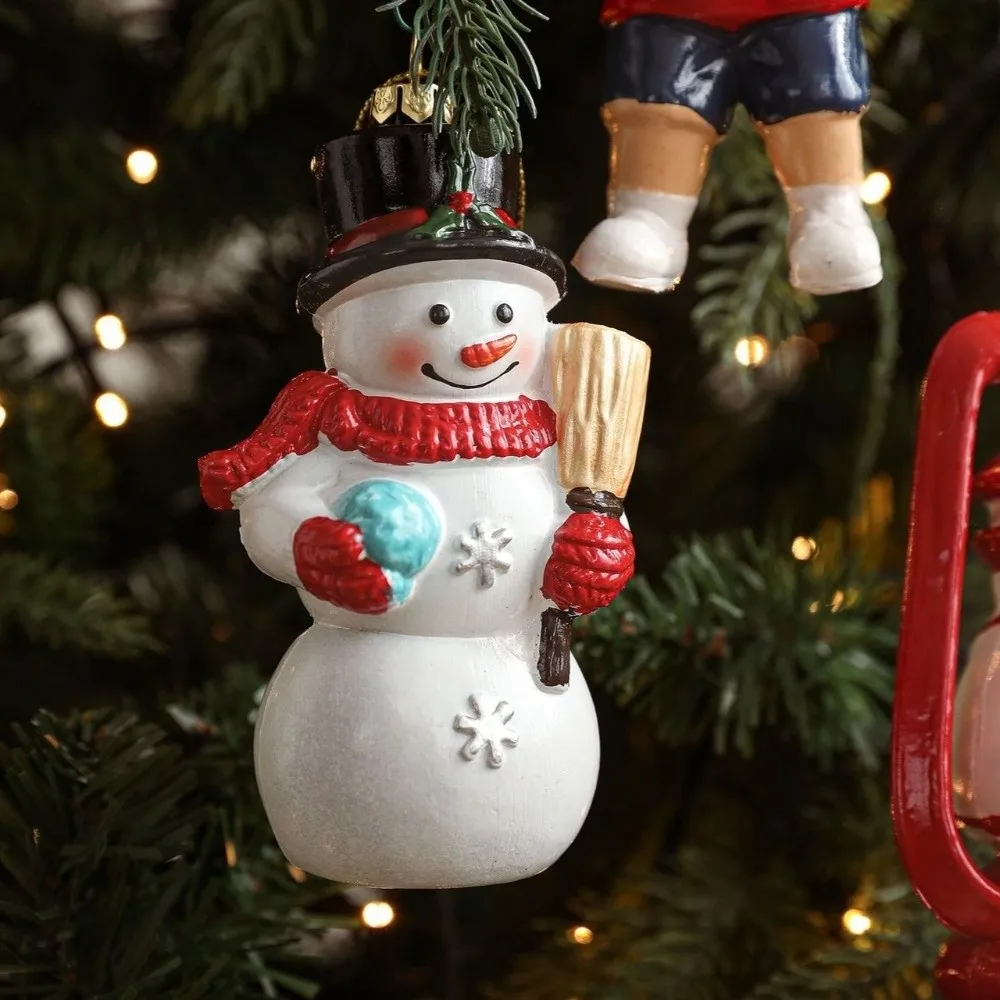 Plastic Christmas Ornaments Red White Painted DIY Tree Pendant