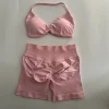 Impact Yoga Gym Set Women Seamless Strappy Yoga Bra Top High Waist Workout Scrunch Shorts Sports Set Fitness Clothes Sportswear 4