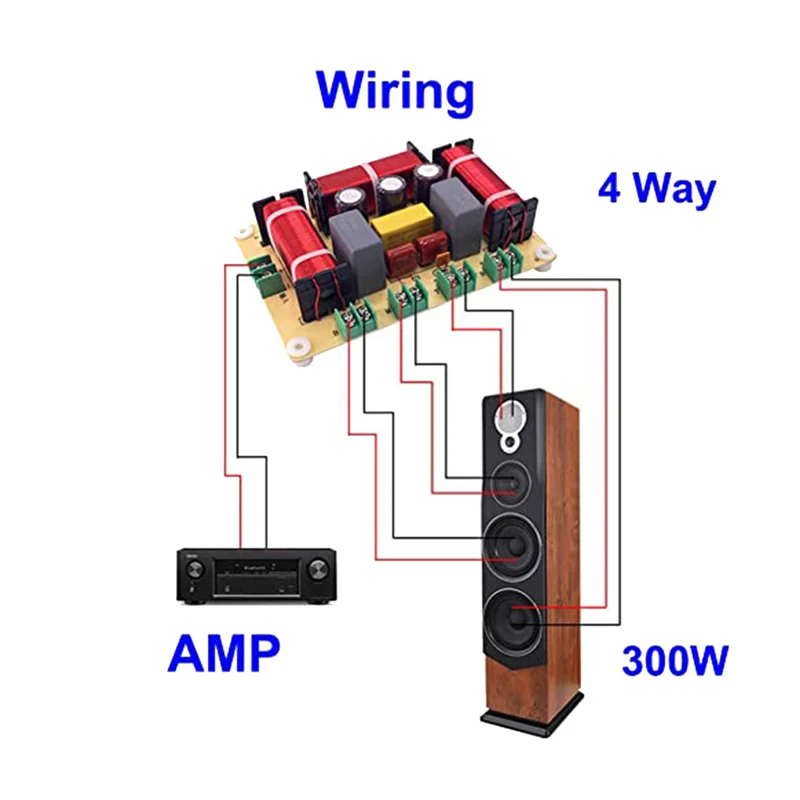 N33R_1PCS 4 Way 300W Speaker 4Unit Circuit Stereo Audio Crossover Filters