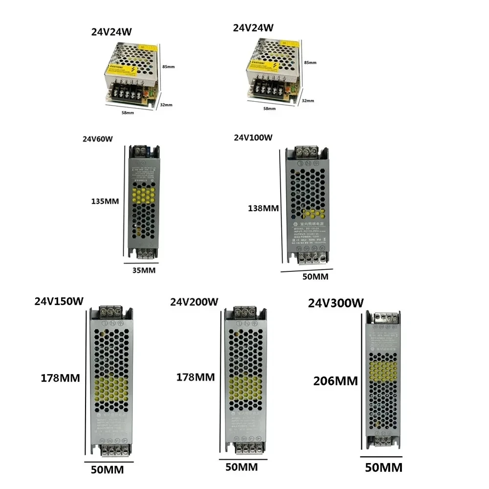 초박형 LED 스트립 스위칭 전원 공급 장치 드라이버 램프, 조명 변압기, DC 12V, 24V, 36V, 48V 어댑터, 60W, 100W, 150W, 200W, 300W