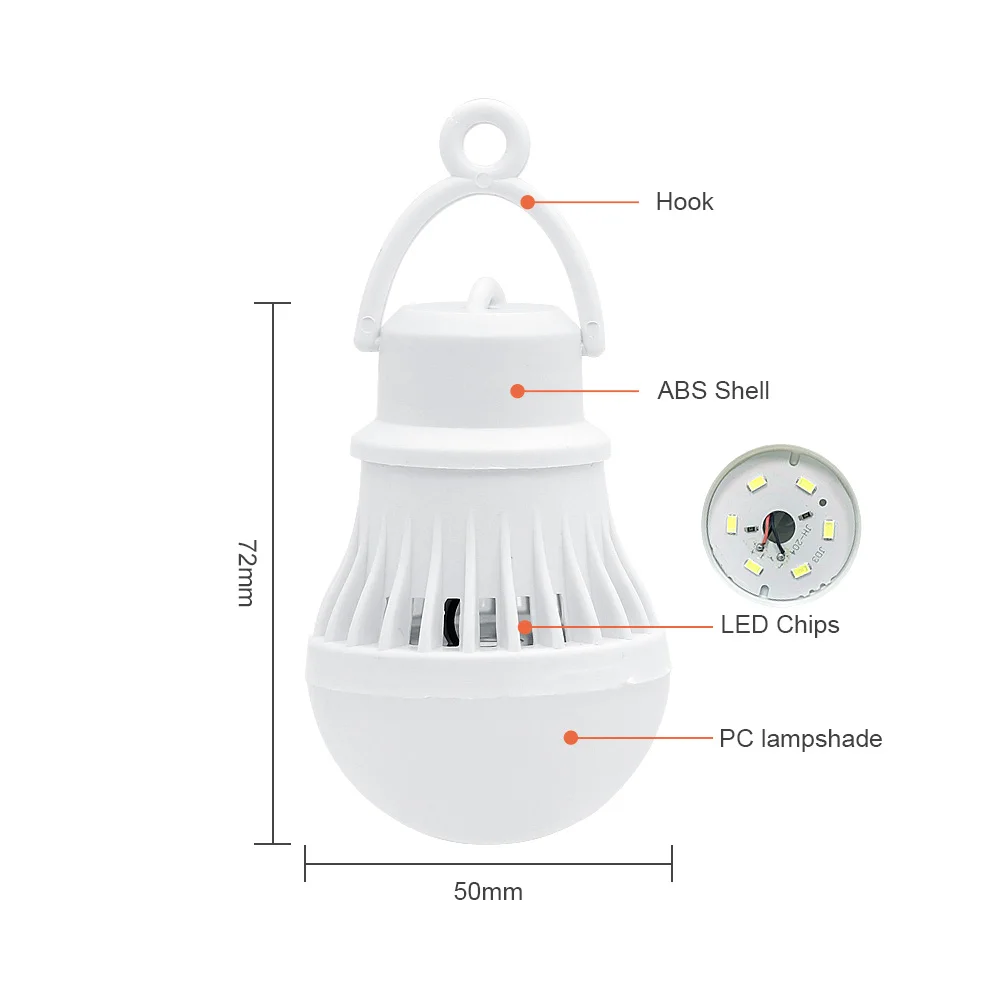 Outdoor Camping USB Powered LED Light 3 Colors Dimmable Portable Lanterns Bulb for Home Fishing Hiking Tent Emergency Night Lamp