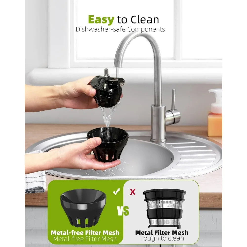 Juicer Machines,Cold Press Juicer with 4.25'' Large Feed Chute Fit Whole Vegetable And Fruit, Masticating Juicer Easy To Clean 5