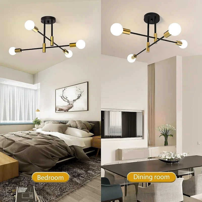 LED Chandelier Modern Led Spider Ceiling Lighting Industrial Iron Black/Golden Nordic Minimalist Home Decoration Living Room Dining Room Ceilin