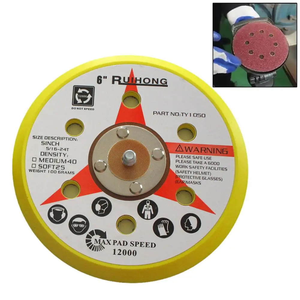 

6 Inch 150mm Polishing Wheel Sanding Pad Sander Backing Loop Grinder Tools Hook Power Plate And Pad Accessories Pad Backing M9e0