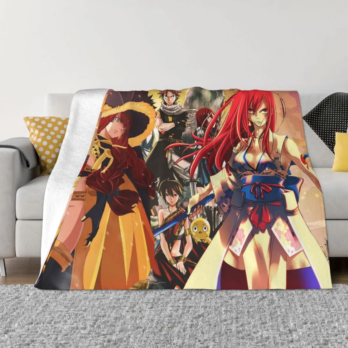 

Одеяло Erza Scarlet Natsu Dragneel, Фланелевое теплое одеяло в стиле аниме с хвостом феи, покрывало для путешествий на самолете
