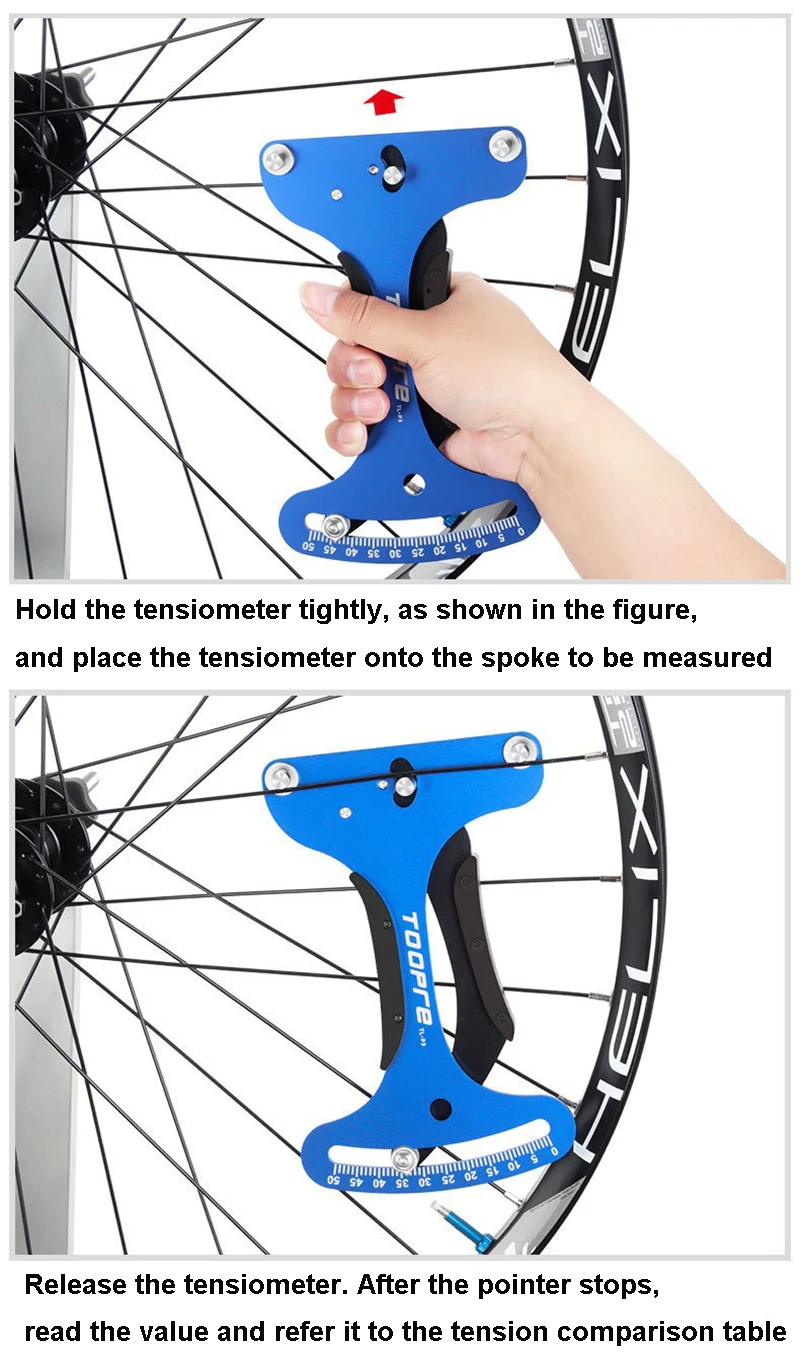 Fahrradspeichen-Spannungsmesser für MTB Rennrad Rad Speichenprüfer Aluminiumlegierung Fahrrad-Reparatur-Korrekturwerkzeug Zubehör – Detail 12