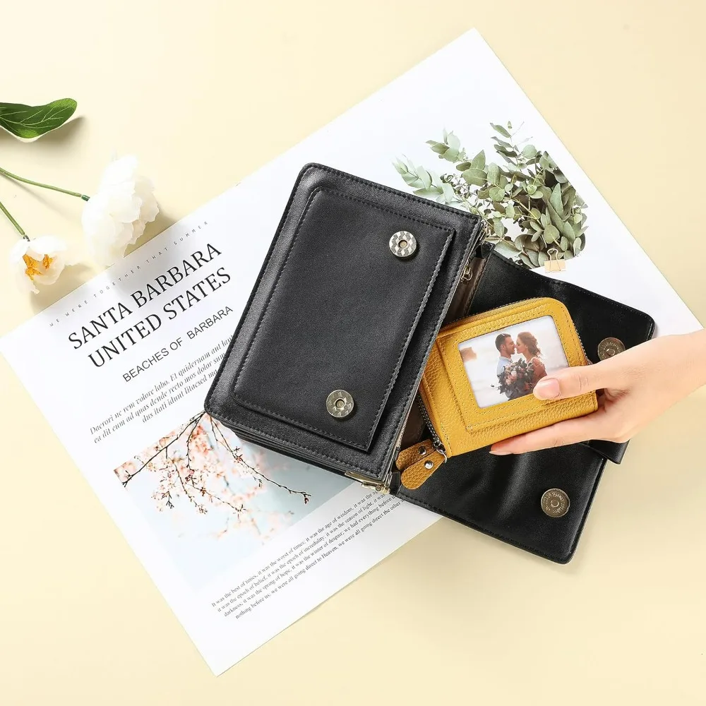 Elegant RFID Blocking Leather Wallet with Double Zipper and ID Window