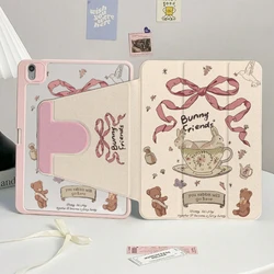 Elegant Bow Tie Teacup Bunny Rotating Tablet Cover - iPad Air 6 (11 - Inch) (Cute rabbit)