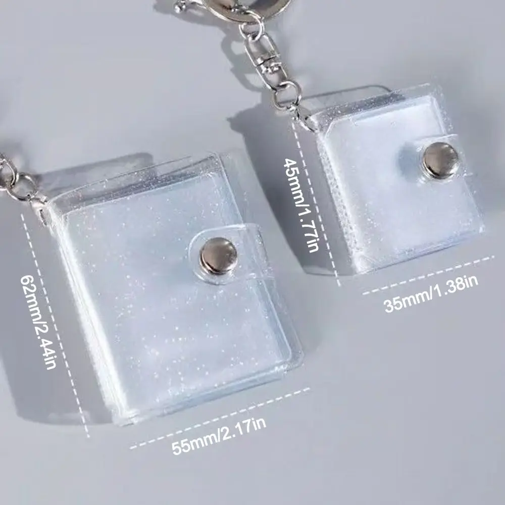 새로운 1/2 인치 미니 사진 앨범 키 체인 PVC 투명 반짝이 휴대용 사진 보관 바인더 DIY 사진 앨범 기념품
