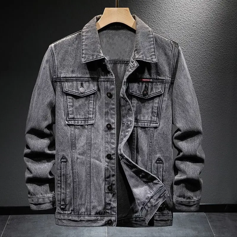 thumbnail image 1 of Abrigo vaquero de otoño para hombre, nuevo en invierno de 2024, entrega rápida a bordo, precio económico, chaquetas vaqueras Y2k elegantes de alta calidad para hombre, 1 of 5