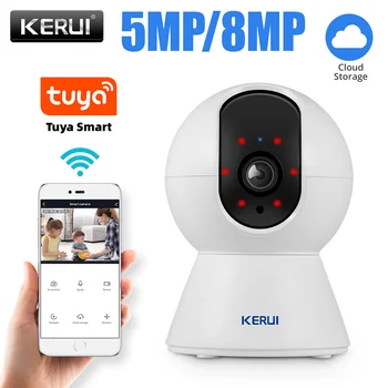 KERUI-cámara IP WiFi 4K de 8MP/5MP para interiores, aplicación inteligente Tuya, seguridad inalámbrica, cámara de vigilancia CCTV para el hogar, alarma, seguimiento automático 1