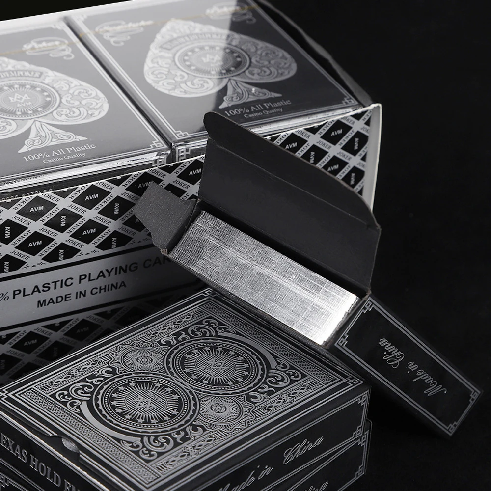 1PCS Silver Gold Foil Border Washable PVC Playing Cards for Fast Fun Competitive Multiplayer Solitaire Game 63*88mm playing cards,plastic playing cards,poker set