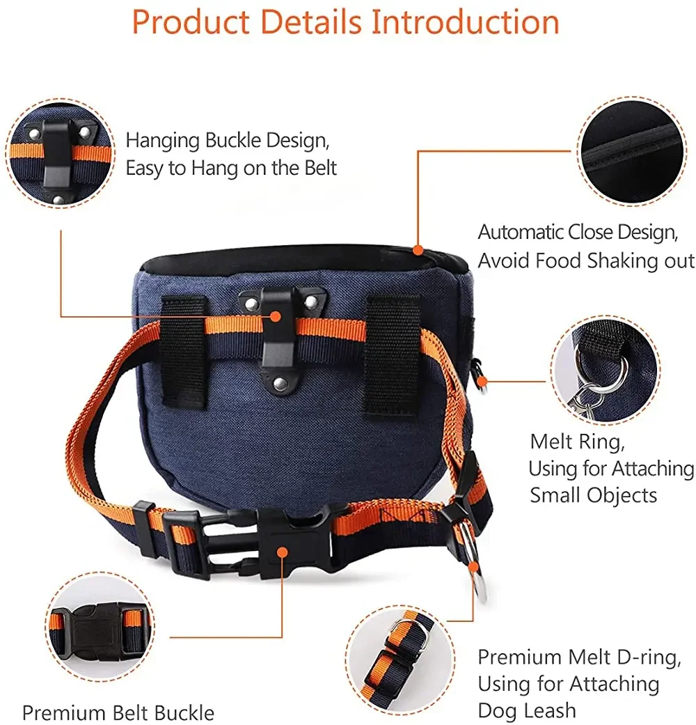 Dog Treat Bag Double Layer Large Capacity Stability Dog Treat Pouch Waist Backpack Detachable Training Bag for Supplies