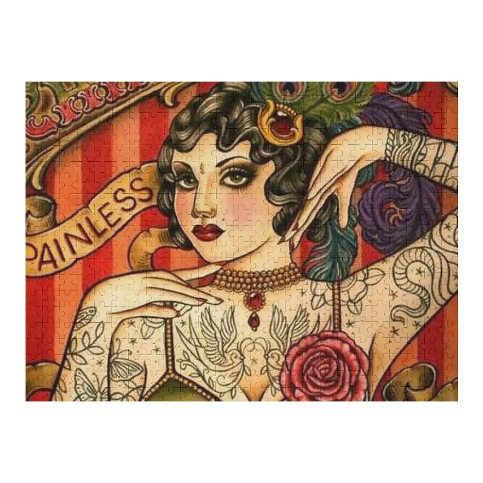 CHAPEL TATTOO; Vintage Body Advertising Art Jigsaw Puzzle Personalised Name Wooden Toy Puzzle