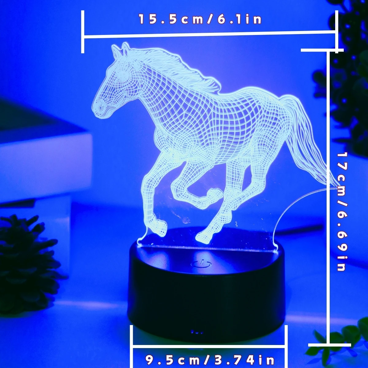 크리 에이 티브 달리는 말 모양의 3D 야간 조명 터치 7 색 컬러 장식 방 분위기 선물 빛으로 휴일 선물로.