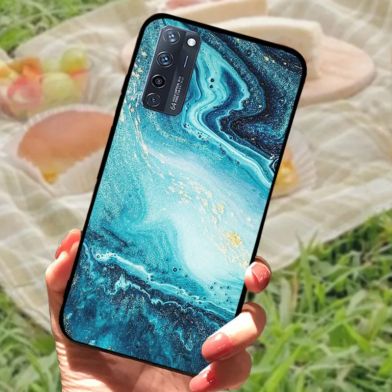 Enhanced Silicone Soft Marble Black Bumper Protective Case Cover