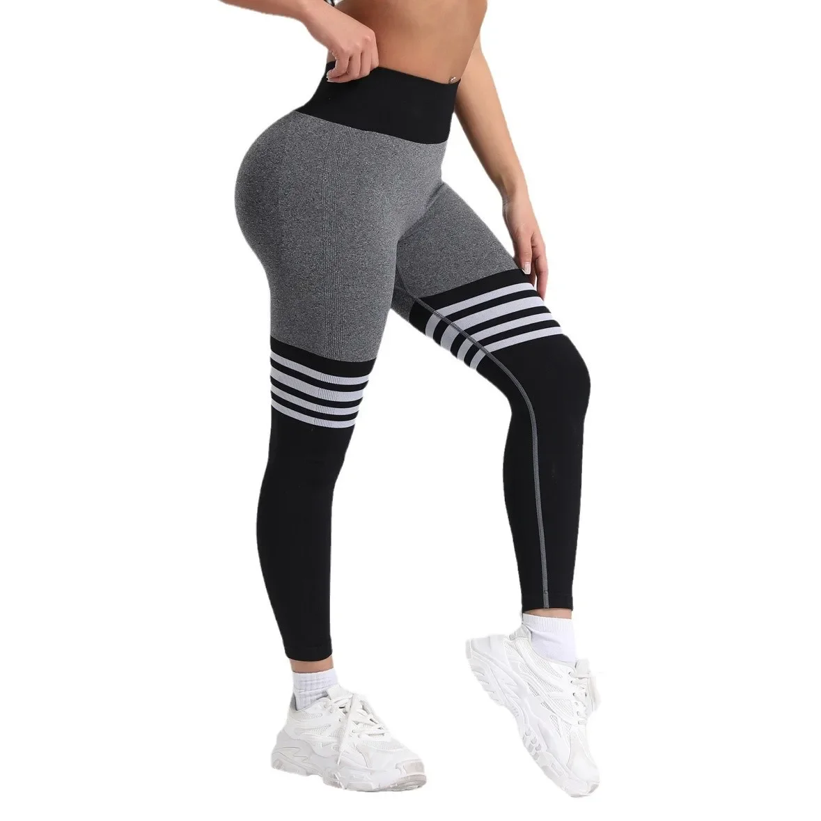 High Waist Yoga Pants Women's Fitness Running Sports Trousers Quick Dry V Back Stripe 4 Bars Butt Lifting Gymnastics Long Pants Sports Leggings Sports Pants Yoga Pants
