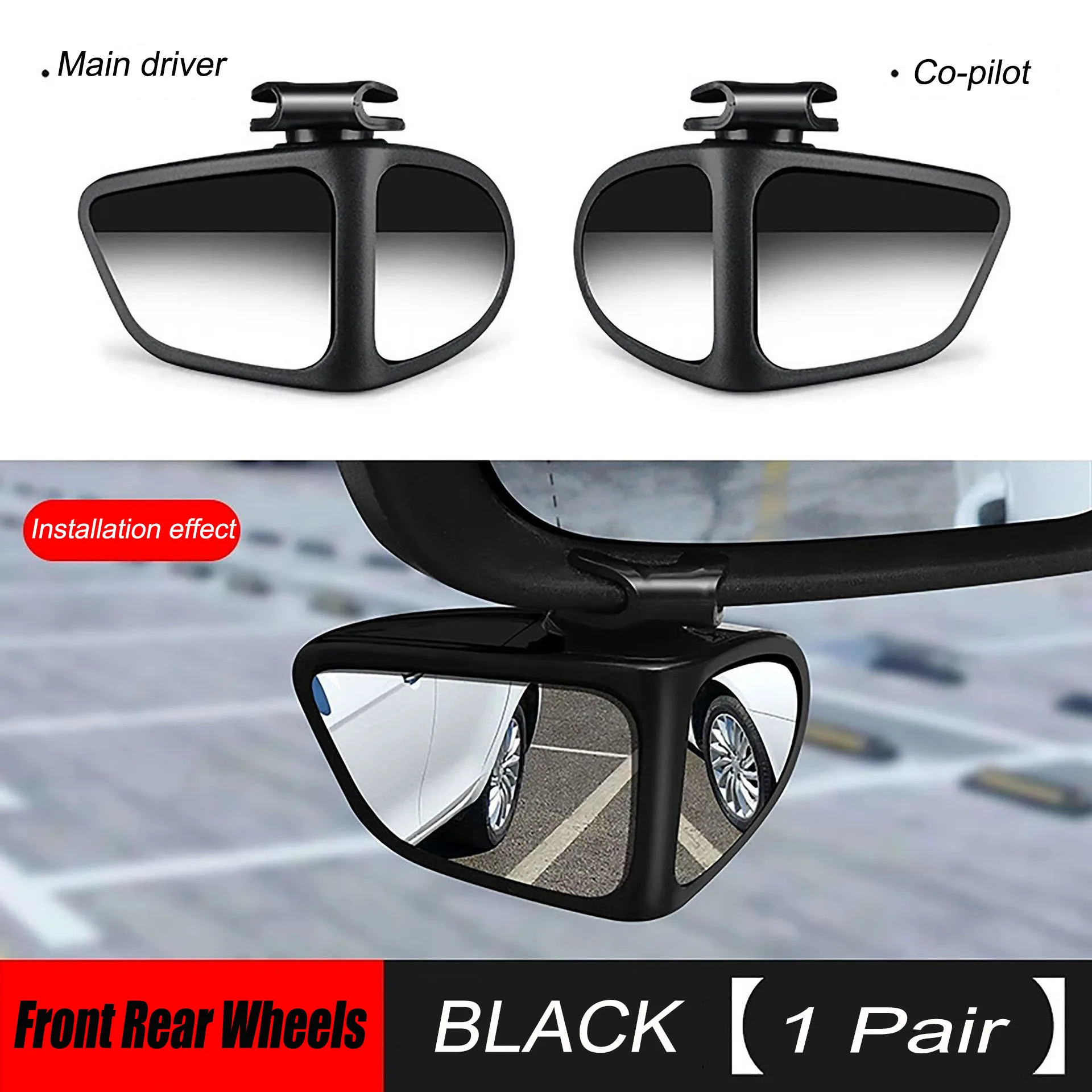 Espejo 360 para punto ciego de carro, espejos giratorios duales, gran angular de 360 grados, espejo auxiliar de visión delantera y trasera, 2 uds. 1 Espejo 360 para punto ciego de carro Espejo 360 para punto ciego de carro, espejos giratorios duales, gran angular de 360 grados, espejo auxiliar de visión delantera y trasera, 2 uds.