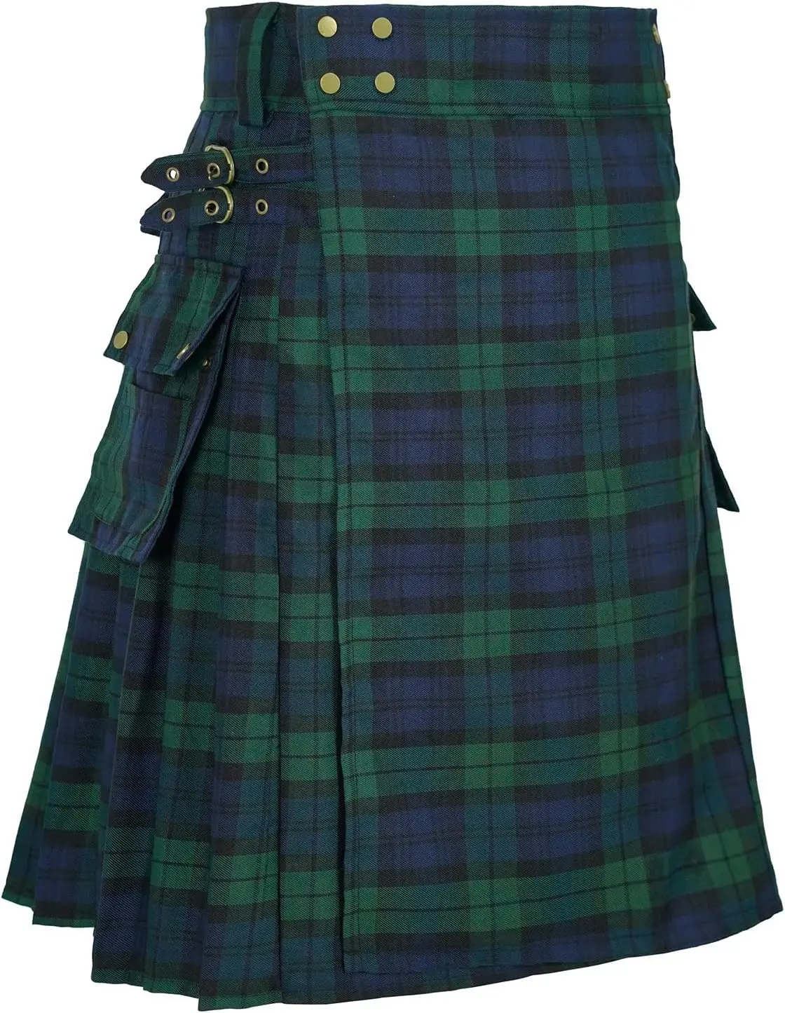Herren Utility Kilt Pin Schottischer Tartan Anzug Schwarz & Irisch Hybrid Royal Stewart Taschen-Kilts – Detail 13