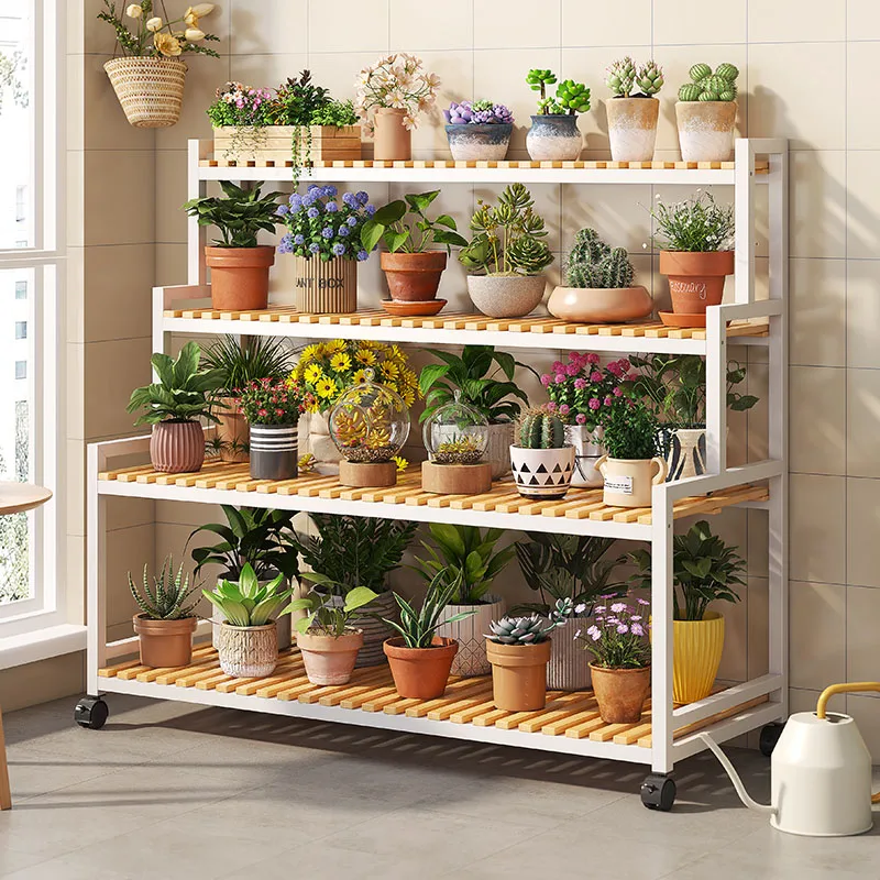 

Modern Flower Shelf Plant Stand Indoor High Quality Standing Wood Plant Shelves Backdrop Stand Room Mensole Per Piante Furniture