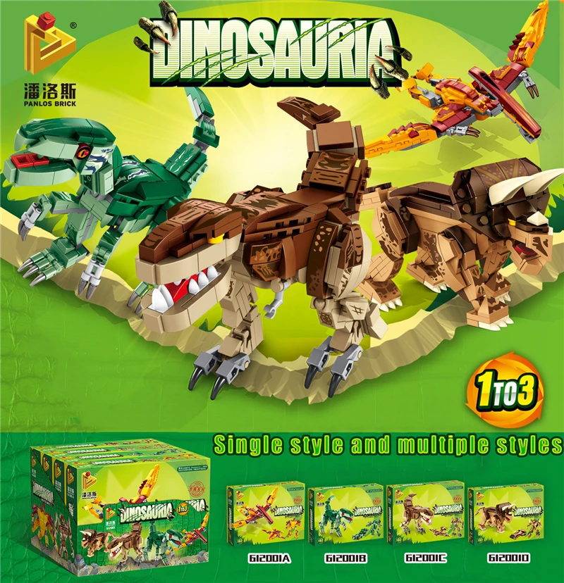 Boys Dinosaur Toys Building Blocks Tyrannosaurus Velociraptor Pterodactyl Triceratops Model Bricks for Children Kids Gift |