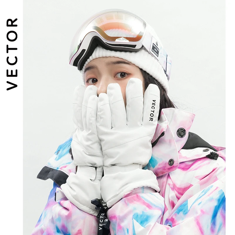 Extra Thick Men Women 2-IN-1 Mittens Ski Gloves Snowboard Snow Winter Sports Warm Waterproof Windproof Skiing Faux Leather Plam 2
