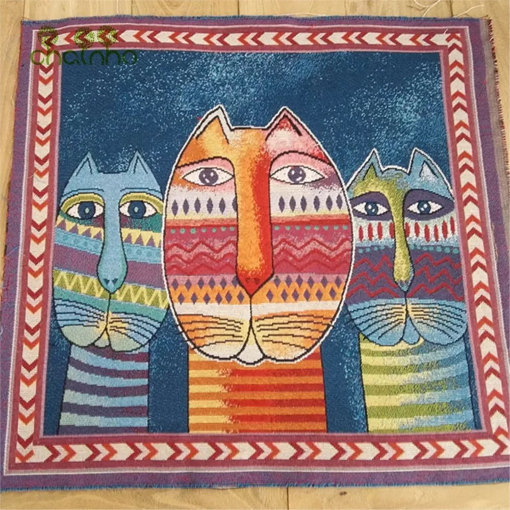 Chainho,Yarn Dyed Jacquard Cotton Linen Fabric,DIY Sewing & Quilting Accessories,Cushion,Pillow,Bags Material,1 Piece,48x48cm