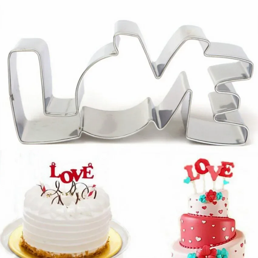 LOVE Letter Shape Forms For Biscuit Mold Lover Series Design Stainless Steel Cookie Cutter Bakeware Pastry Confectionery Tools