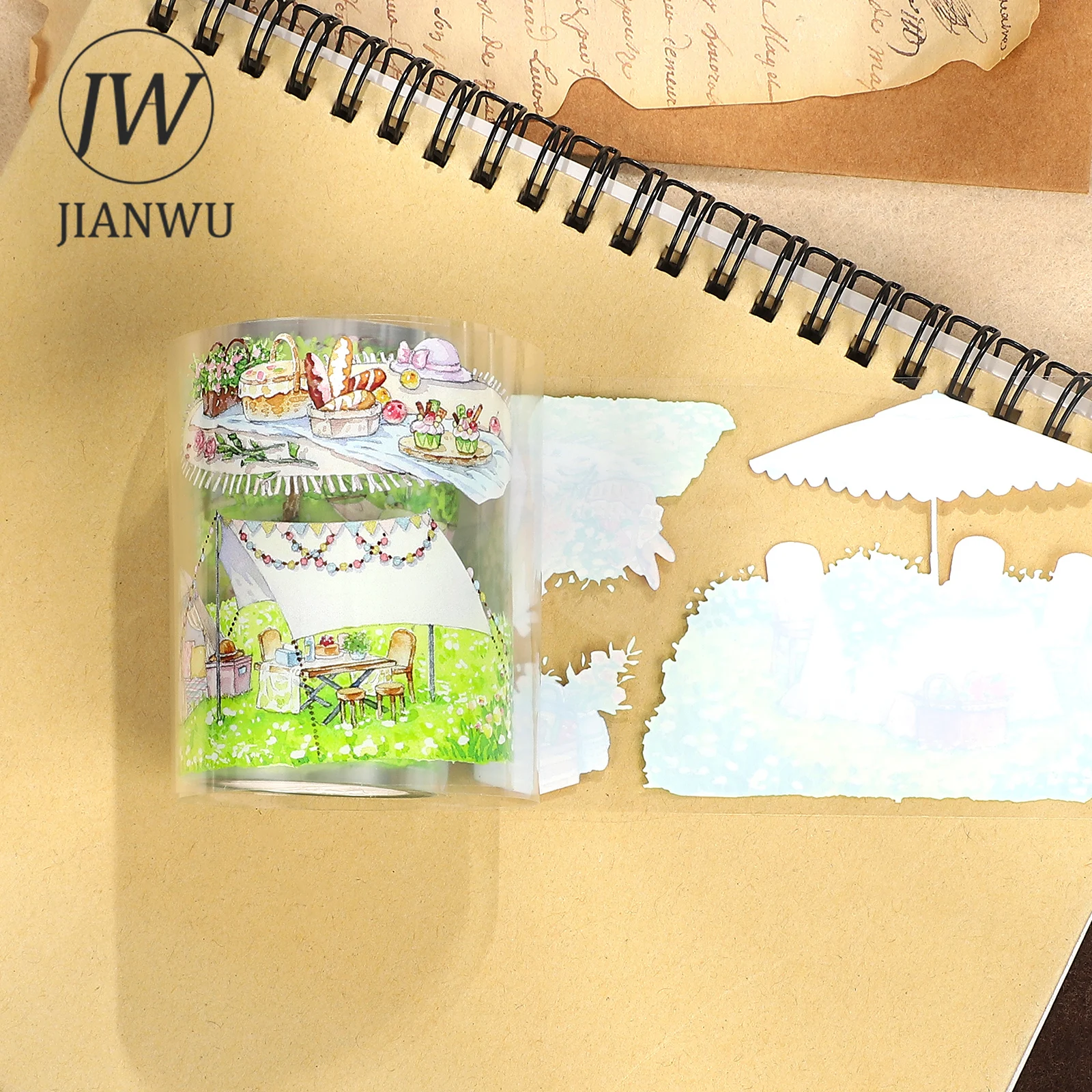 JIANWU 70mm * 5m 빈티지 봄 캠프 식물 꽃 풍경 재료 콜라주 스크랩북 SPET 테이프 크리 에이 티브 DIY 저널 테이셔너리