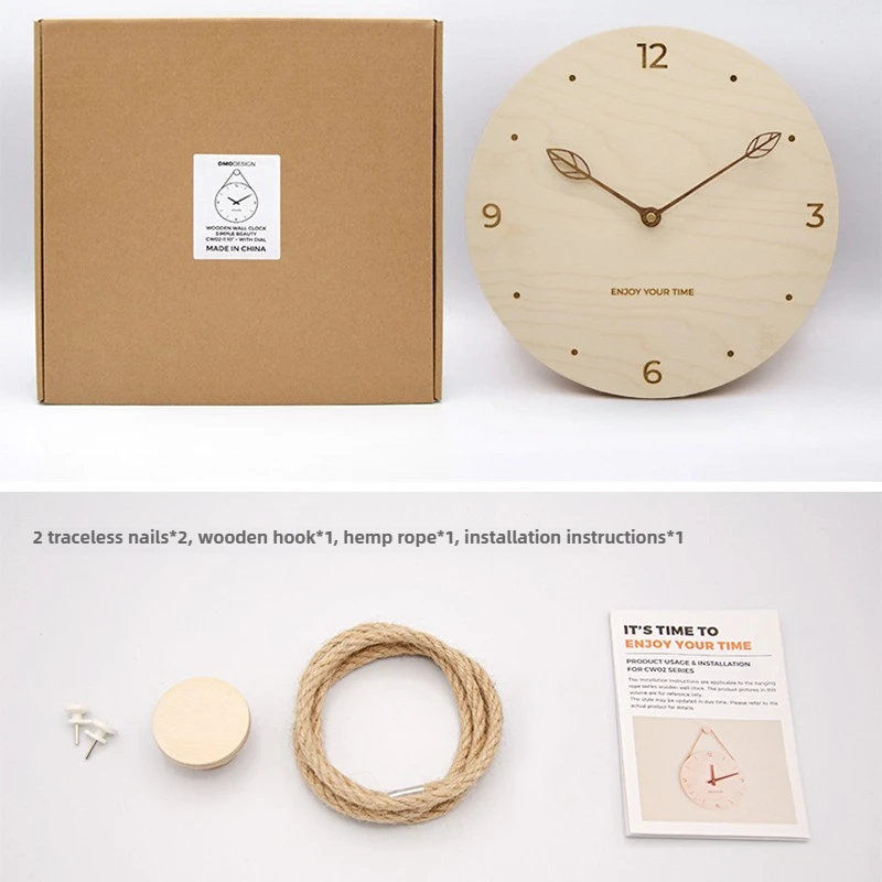 Wooden Hanging Rope Wall Clock Nordic Simple Digital Wall Clock Home Living Room Decorations Creative 12 Inch 벽시계 벽시계