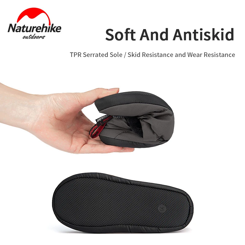Naturehike Duck Down Camp Shoes Low Top Winter Warm Ultralight Slipper Boots Antiskid Windproof Waterproof Camping Snow Shoes