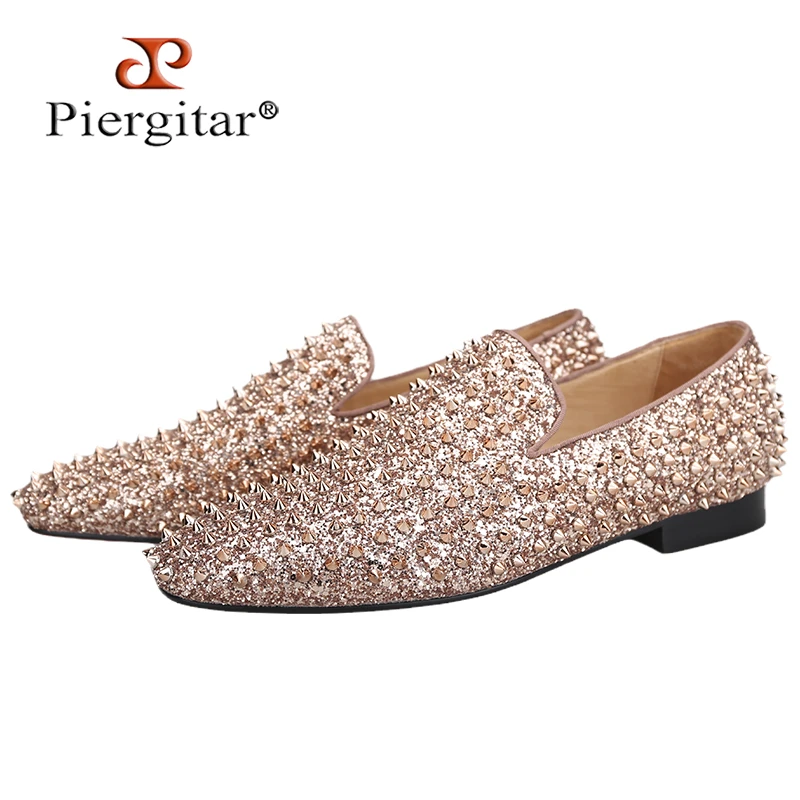 red loafers with spikes