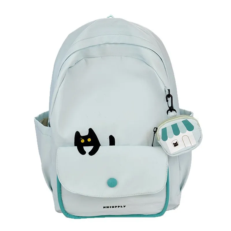 New Creative Cat Backpack for Men and Women Students Lightweight Pure Color Cute Outdoor Travel School Bag