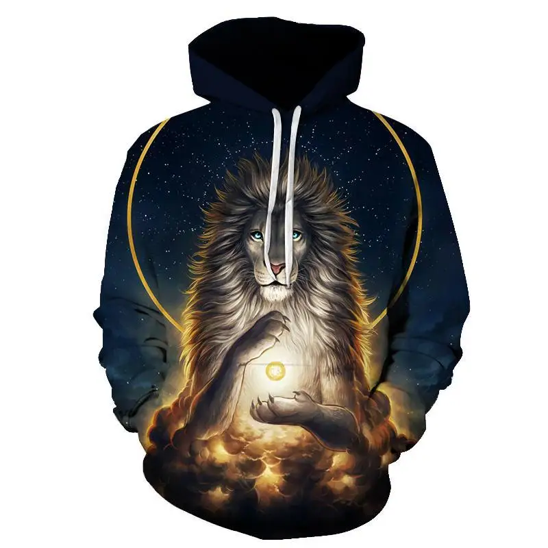 thumbnail image 1 of Sudadera con capucha con estampado 3D de león para hombre, sudadera con capucha para primavera y otoño, sudaderas informales de gran tamaño y holgadas, ropa de calle, 1 of 5