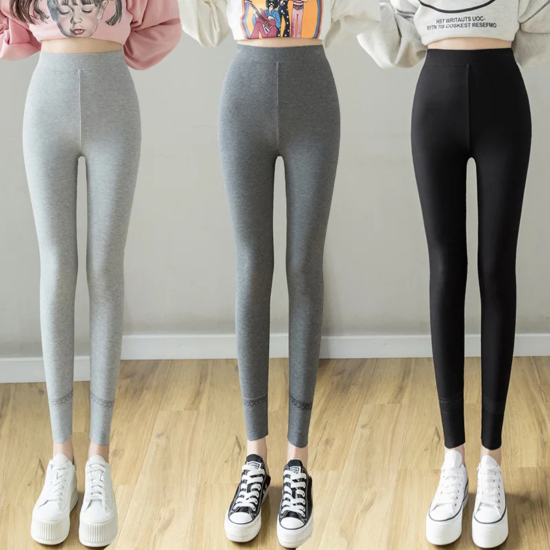 2023 Slim Cotton Leggings Women Side Letter Webbing Stretch Fitness Leggings  Pencil Pants Plump Female Clothing