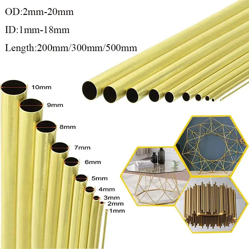 1 pcs Brass Tube Diameter 2/3/4/5/6/7/8/9/10/12/14/16/18/20/23/25mm