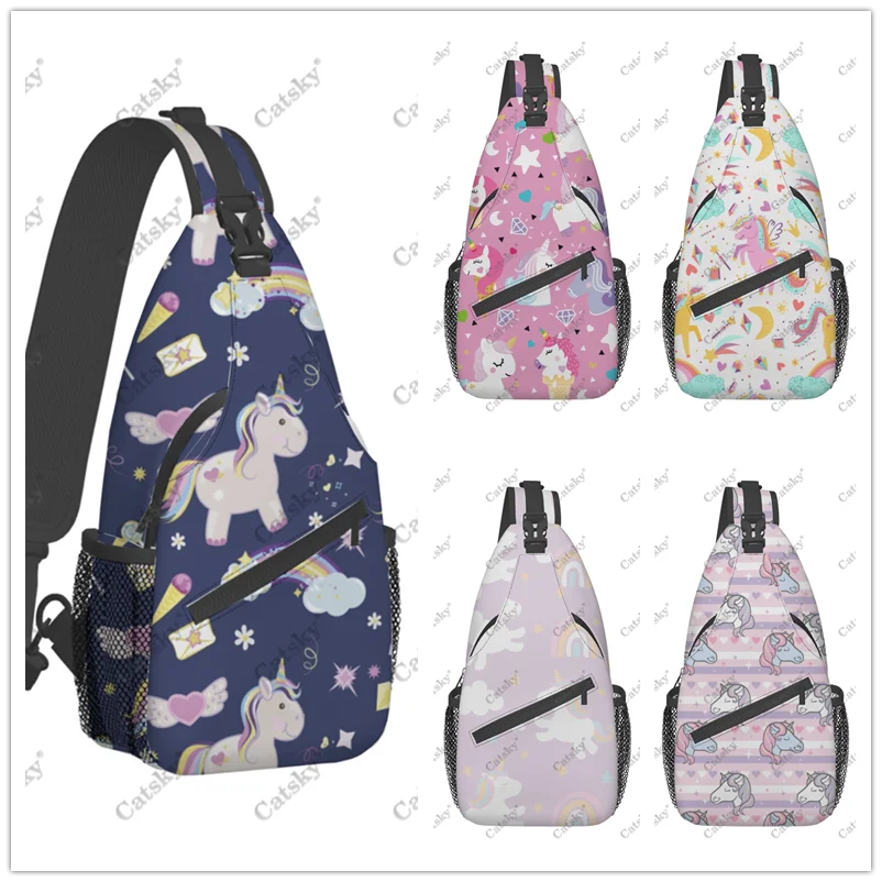 

Rainbow Unicorn Pattern Pattern Men's casual slanted shoulder bag chest bag large capacity sports storage women crossbody bag