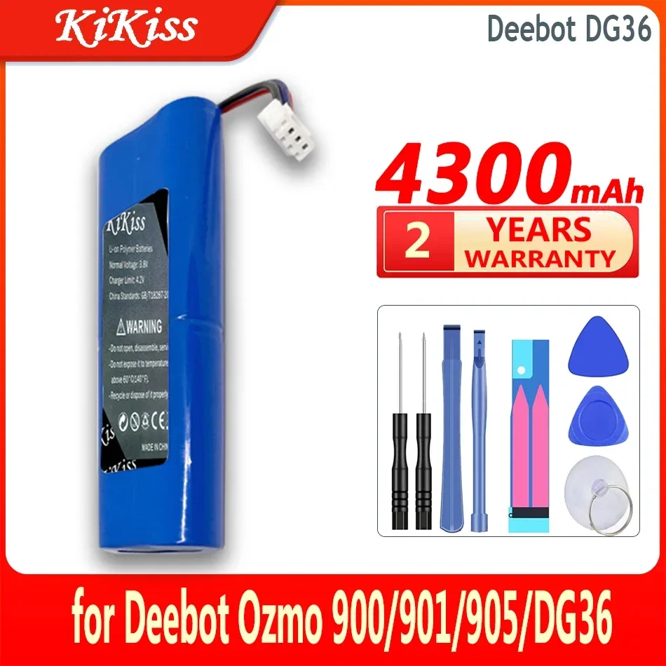 

KiKiss Battery 4300mAh for Ecovacs Deebot Ozmo 900/901/905/920/930/937 DG36 DG70 DG3G High Capacity Bateria
