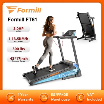 Formill FT61 Tapis roulant Walking Pad 3.0HP Tapis roulant pieghevole Macchina da corsa 15 °   Incline, 13,5 km/h, cintura 17×43 pollici, carico 300 libbre,