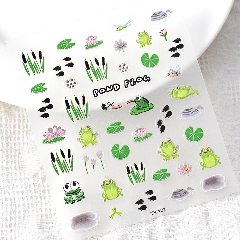 Frogs 5D Nail Stickers Decals For Nails Sticker Ongles Fake Nail Tattoo Wrap Slider 2