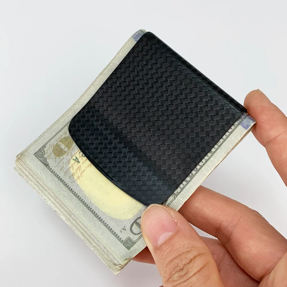 Ultra-thin Matte Real Carbon Fiber Wallet Slim Money Clip 74*55mm Durable Card Holder For Men Women
