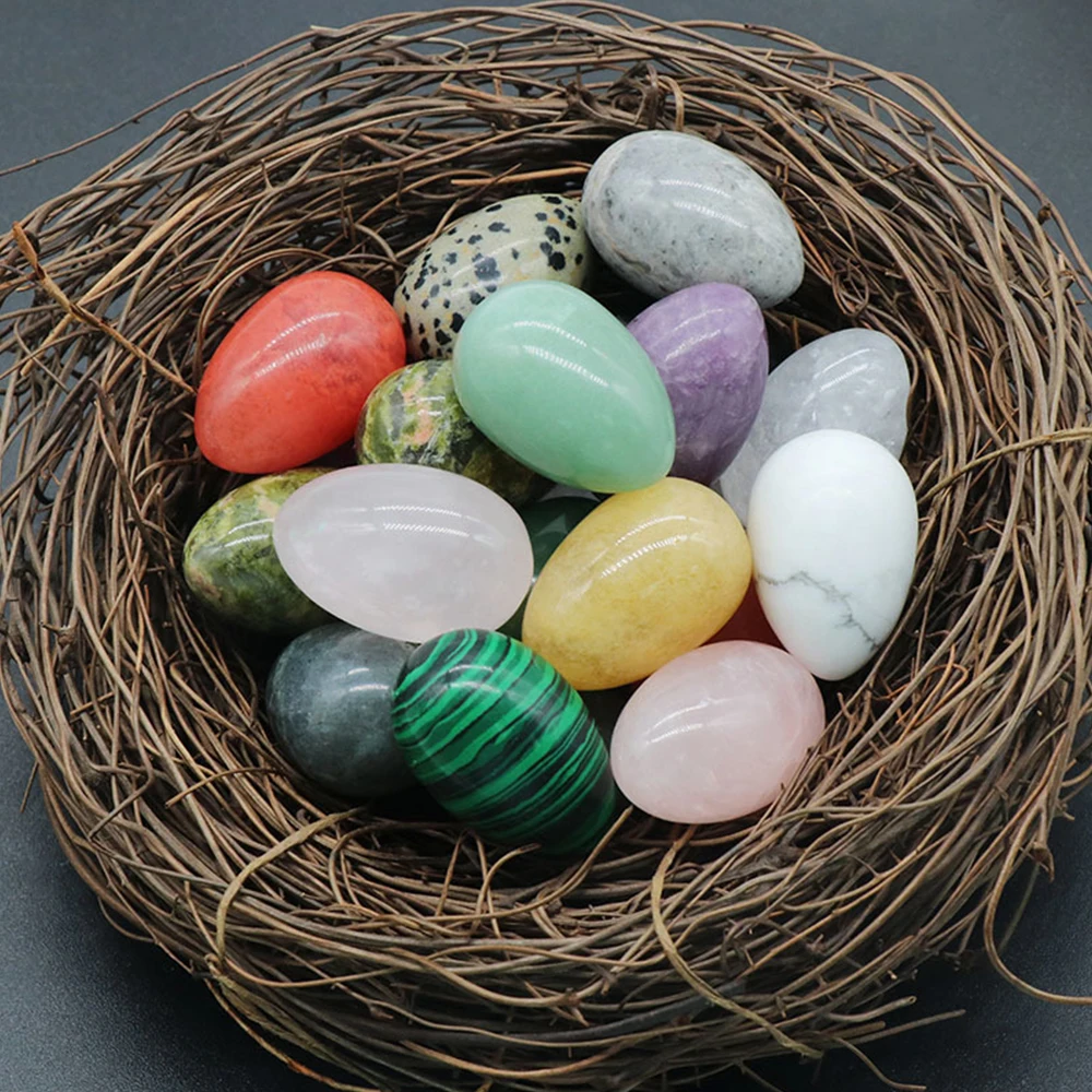1Pc Mini Egg Natural Stones Green Aventurine Blue Point Jade Hand Polished Healing Crystal Quartz Home Decor Gift For Collection
