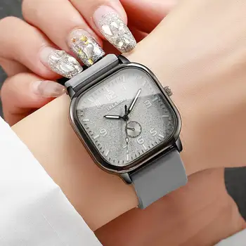 Fashion Square Women Quartz Watch Casual Silicone Strap Sports Wristwatch For Men Women Students（Without Box） 2