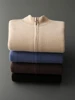ADDONEE Autumn Winter Men Zipper Cardigan Mock Neck Thick Cashmere Sweater 100% Merino Wool Knitwear Smart Casual Sweater Coat 5
