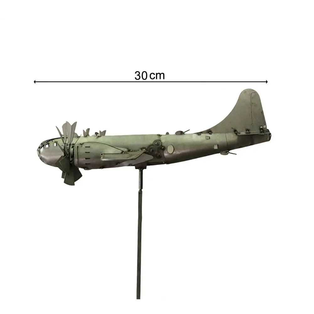 Garden Windmill Metal Airplane Windmill Eye-catching Aircraft Pinwheel Solid Construction Aircraft Spinner Garden Sculpture